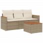 Preview: 4-tlg. Garten-Sofagarnitur mit Kissen Beige Poly Rattan