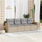 Preview: ARDEBO.de - 4-tlg. Garten-Sofagarnitur mit Kissen Beigemischung Poly Rattan