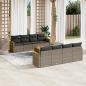 Preview: 9-tlg. Garten-Sofagarnitur mit Kissen Grau Poly Rattan