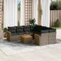 Preview: ARDEBO.de - 9-tlg. Garten-Sofagarnitur mit Kissen Grau Poly Rattan