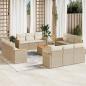 Preview: ARDEBO.de - 13-tlg. Garten-Sofagarnitur mit Kissen Beige Poly Rattan