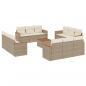 Preview: 13-tlg. Garten-Sofagarnitur mit Kissen Beige Poly Rattan