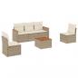 Preview: 6-tlg. Garten-Sofagarnitur mit Kissen Beige Poly Rattan