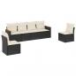 Preview: 6-tlg. Garten-Sofagarnitur mit Kissen Schwarz Poly Rattan