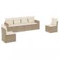 Preview: 6-tlg. Garten-Sofagarnitur mit Kissen Beige Poly Rattan