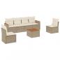 Preview: 7-tlg. Garten-Sofagarnitur mit Kissen Beige Poly Rattan