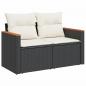 Preview: 7-tlg. Garten-Sofagarnitur mit Kissen Schwarz Poly Rattan