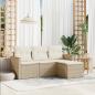 Preview: ARDEBO.de - 4-tlg. Garten-Sofagarnitur mit Kissen Beige Poly Rattan