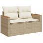 Preview: 4-tlg. Garten-Sofagarnitur mit Kissen Beige Poly Rattan