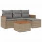 Preview: 5-tlg. Garten-Sofagarnitur mit Kissen Beige Poly Rattan