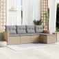 Preview: ARDEBO.de - 5-tlg. Garten-Sofagarnitur mit Kissen Beige Poly Rattan