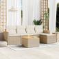 Preview: ARDEBO.de - 6-tlg. Garten-Sofagarnitur mit Kissen Beige Poly Rattan