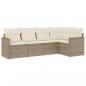 Preview: 5-tlg. Garten-Sofagarnitur mit Kissen Beige Poly Rattan