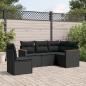 Preview: ARDEBO.de - 5-tlg. Garten-Sofagarnitur mit Kissen Schwarz Poly Rattan