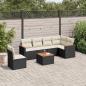 Preview: ARDEBO.de - 7-tlg. Garten-Sofagarnitur mit Kissen Schwarz Poly Rattan