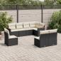 Preview: ARDEBO.de - 8-tlg. Garten-Sofagarnitur mit Kissen Schwarz Poly Rattan