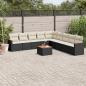 Preview: ARDEBO.de - 10-tlg. Garten-Sofagarnitur mit Kissen Schwarz Poly Rattan