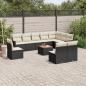 Preview: ARDEBO.de - 11-tlg. Garten-Sofagarnitur mit Kissen Schwarz Poly Rattan