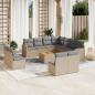 Preview: ARDEBO.de - 12-tlg. Garten-Sofagarnitur mit Kissen Beige Poly Rattan