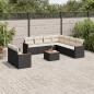 Preview: ARDEBO.de - 10-tlg. Garten-Sofagarnitur mit Kissen Schwarz Poly Rattan