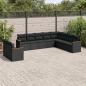 Preview: ARDEBO.de - 10-tlg. Garten-Sofagarnitur mit Kissen Schwarz Poly Rattan