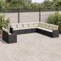 Preview: ARDEBO.de - 11-tlg. Garten-Sofagarnitur mit Kissen Schwarz Poly Rattan