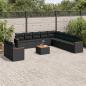 Preview: ARDEBO.de - 12-tlg. Garten-Sofagarnitur mit Kissen Schwarz Poly Rattan