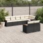 Preview: ARDEBO.de - 8-tlg. Garten-Sofagarnitur mit Kissen Schwarz Poly Rattan