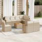 Preview: ARDEBO.de - 9-tlg. Garten-Sofagarnitur mit Kissen Beige Poly Rattan