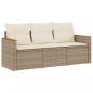 Preview: 3-tlg. Garten-Sofagarnitur mit Kissen Beige Poly Rattan