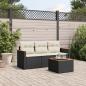 Preview: ARDEBO.de - 4-tlg. Garten-Sofagarnitur mit Kissen Schwarz Poly Rattan