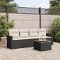 Preview: ARDEBO.de - 5-tlg. Garten-Sofagarnitur mit Kissen Schwarz Poly Rattan