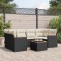 Preview: ARDEBO.de - 7-tlg. Garten-Sofagarnitur mit Kissen Schwarz Poly Rattan