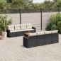 Preview: ARDEBO.de - 9-tlg. Garten-Sofagarnitur mit Kissen Schwarz Poly Rattan