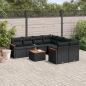 Preview: ARDEBO.de - 9-tlg. Garten-Sofagarnitur mit Kissen Schwarz Poly Rattan