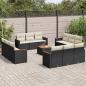 Preview: ARDEBO.de - 13-tlg. Garten-Sofagarnitur mit Kissen Schwarz Poly Rattan