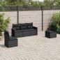 Preview: ARDEBO.de - 5-tlg. Garten-Sofagarnitur mit Kissen Schwarz Poly Rattan