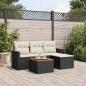 Preview: ARDEBO.de - 5-tlg. Garten-Sofagarnitur mit Kissen Schwarz Poly Rattan