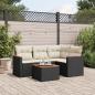 Preview: ARDEBO.de - 5-tlg. Garten-Sofagarnitur mit Kissen Schwarz Poly Rattan