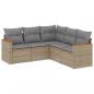 Preview: 5-tlg. Garten-Sofagarnitur mit Kissen Beige Poly Rattan