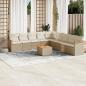 Preview: ARDEBO.de - 10-tlg. Garten-Sofagarnitur mit Kissen Beige Poly Rattan