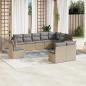 Preview: ARDEBO.de - 10-tlg. Garten-Sofagarnitur mit Kissen Beige Poly Rattan