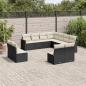 Preview: ARDEBO.de - 11-tlg. Garten-Sofagarnitur mit Kissen Schwarz Poly Rattan