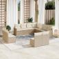 Preview: ARDEBO.de - 11-tlg. Garten-Sofagarnitur mit Kissen Beige Poly Rattan