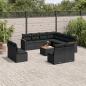 Preview: ARDEBO.de - 12-tlg. Garten-Sofagarnitur mit Kissen Schwarz Poly Rattan