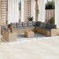 Preview: ARDEBO.de - 12-tlg. Garten-Sofagarnitur mit Kissen Beige Poly Rattan