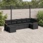 Preview: ARDEBO.de - 7-tlg. Garten-Sofagarnitur mit Kissen Schwarz Poly Rattan