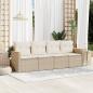 Preview: ARDEBO.de - 4-tlg. Garten-Sofagarnitur mit Kissen Beige Poly Rattan