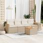 Preview: ARDEBO.de - 5-tlg. Garten-Sofagarnitur mit Kissen Beige Poly Rattan