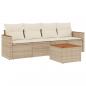 Preview: 5-tlg. Garten-Sofagarnitur mit Kissen Beige Poly Rattan